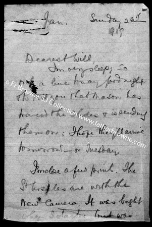 FIRST WORLD WAR CORRESPONDENCE FRANK TO WILL RE PHOTOGRAPHS 26 FEB 1919